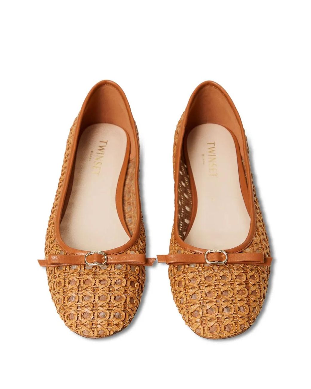 Twinset Brown Bow-Detail Ballet Flats