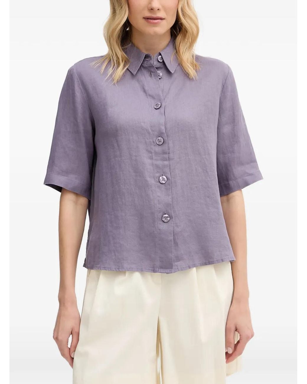 Benetton Purple Chemise À Manches Courtes