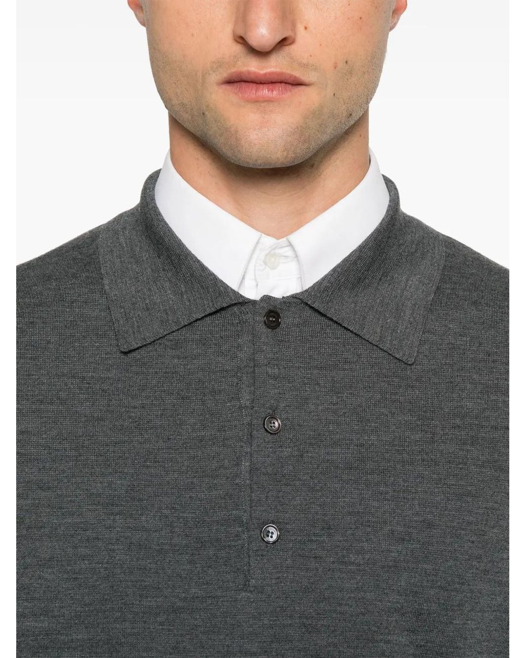 Valentino Garavani Gray Wool Polo Shirt for men