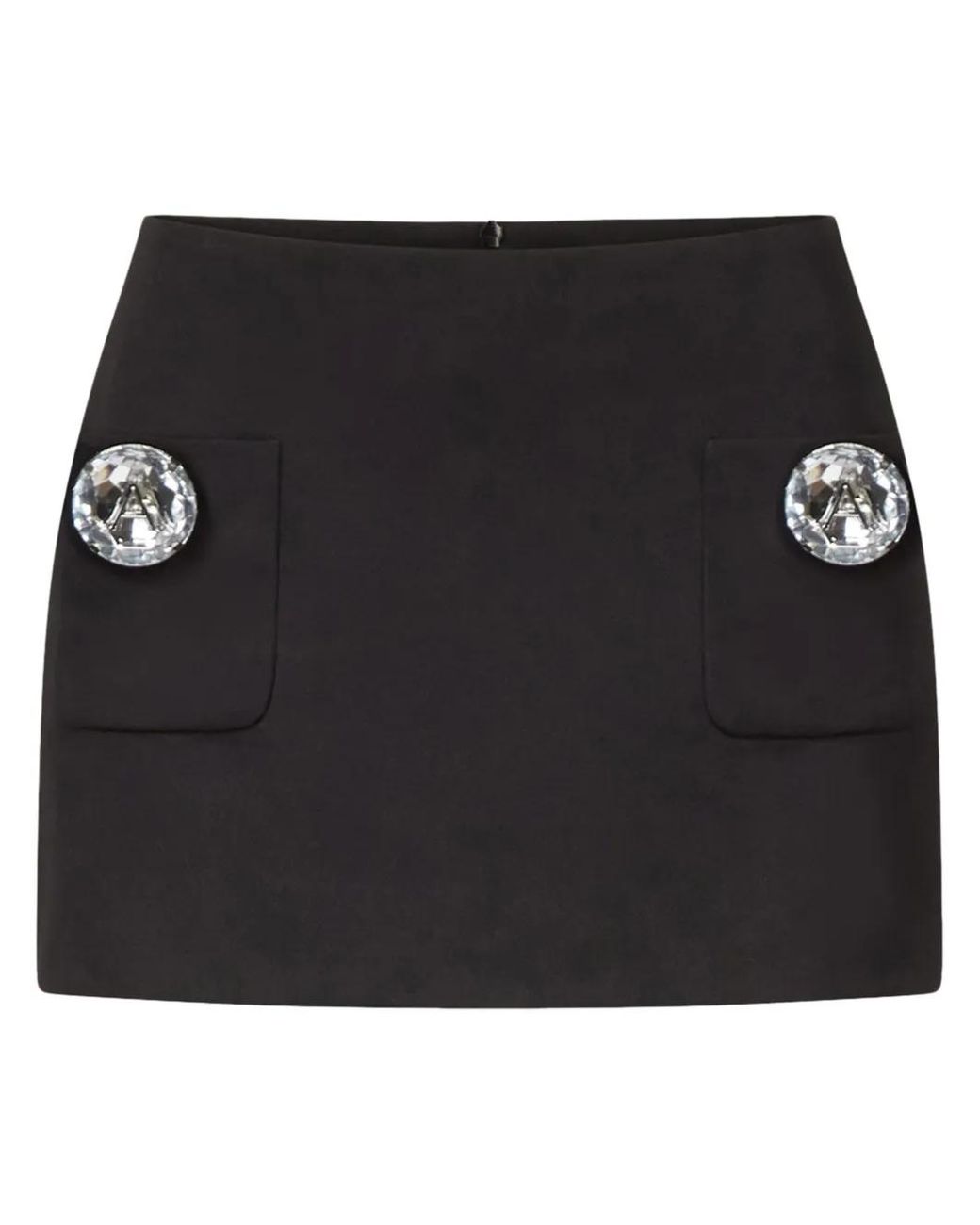 Area Black Crystal-Embellished Wool Mini Skirt