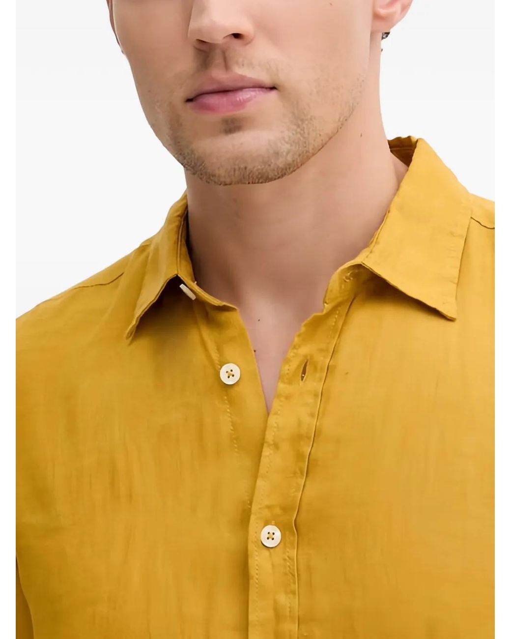 Benetton Yellow Buttoned Shirt for men