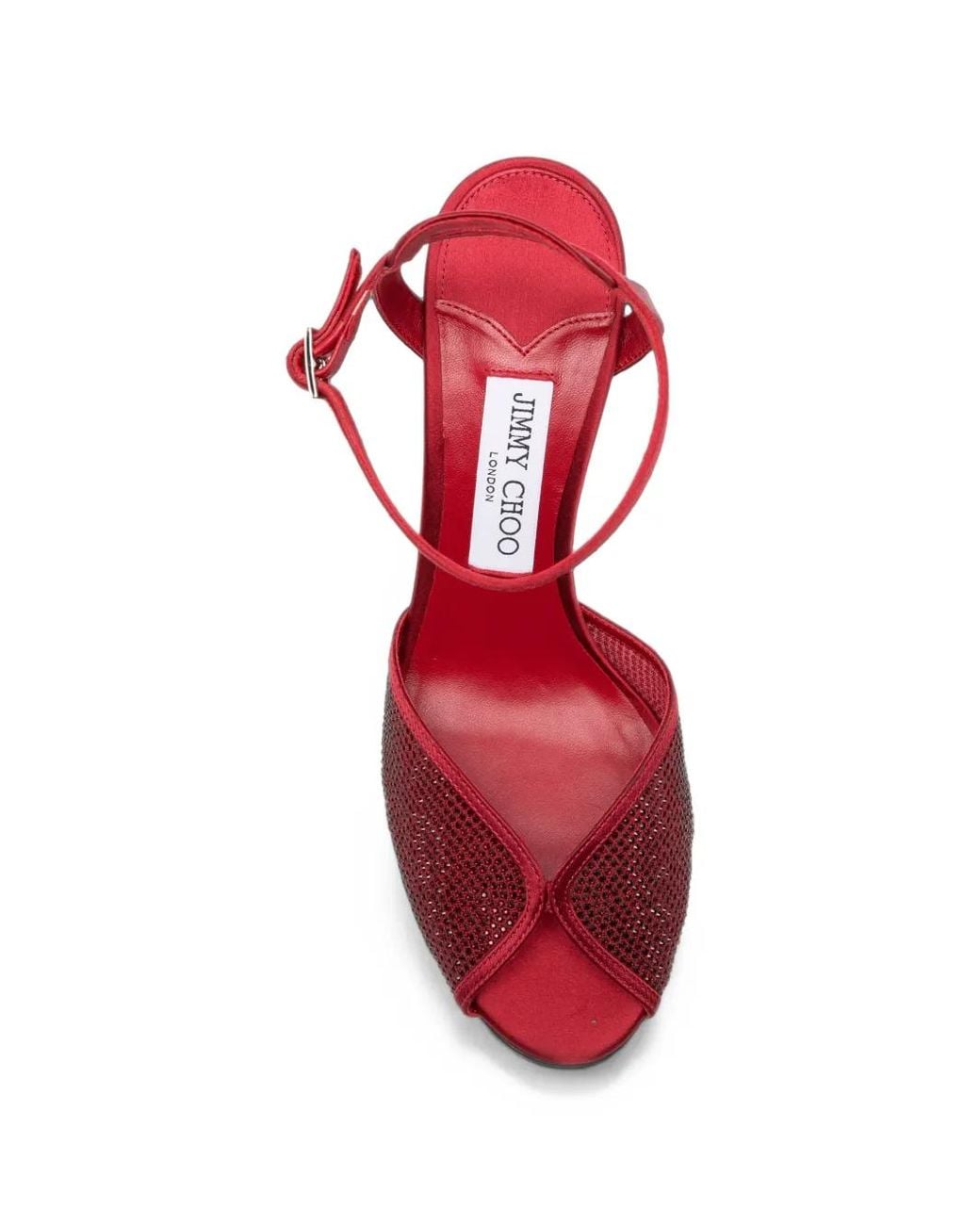Jimmy Choo Red Sandales Sacora En Résille À Ornements En Cristal