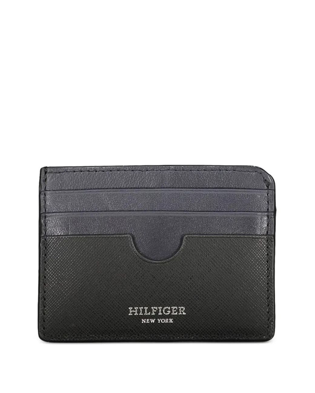 Tommy Hilfiger Gray Saffiano-Leather Card Holder for men