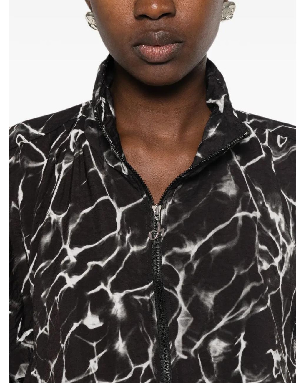Deha Black Abstract-Print Zip-Up Jacket