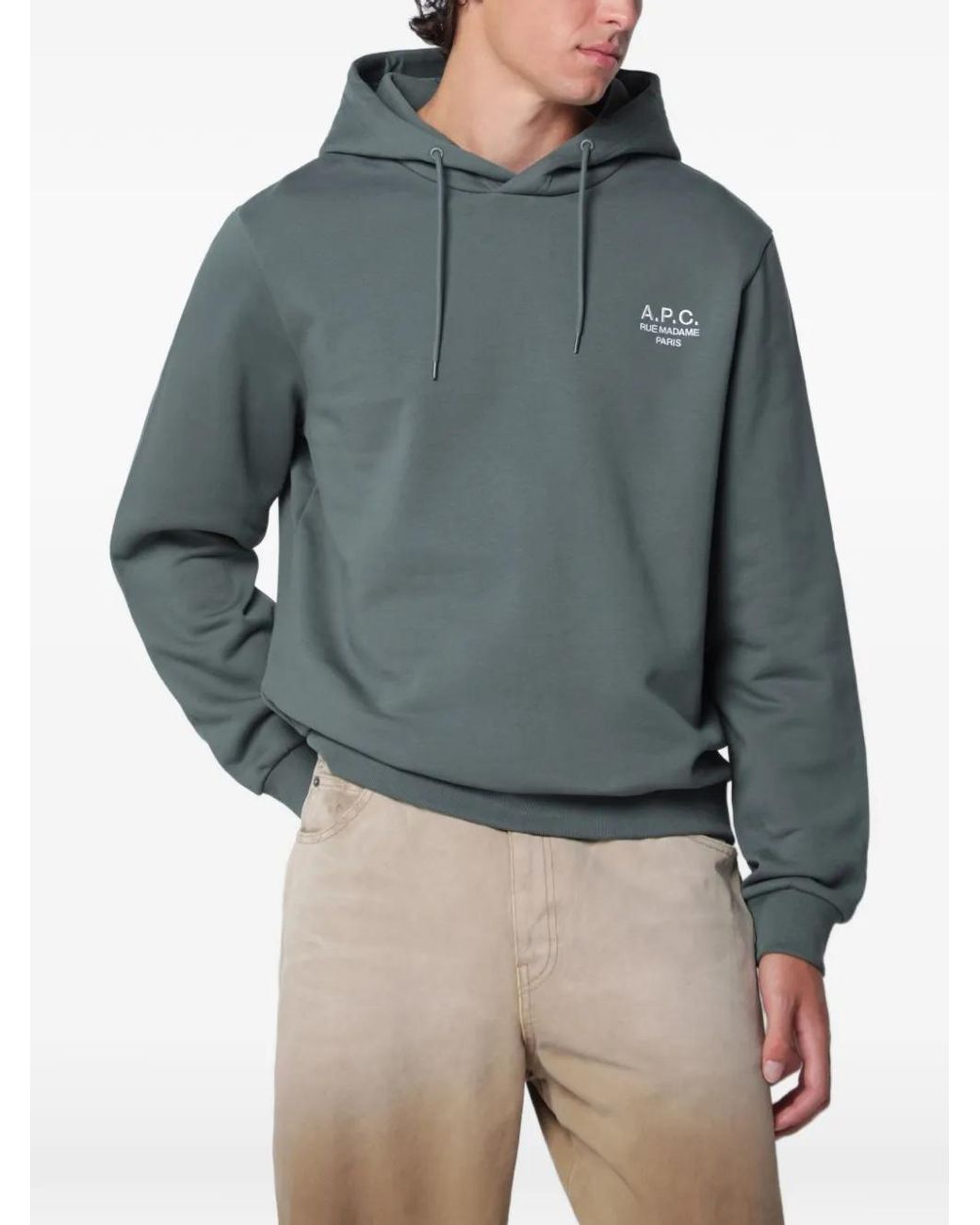 A.P.C. Blue Rue Madame-Printed Hoodie for men