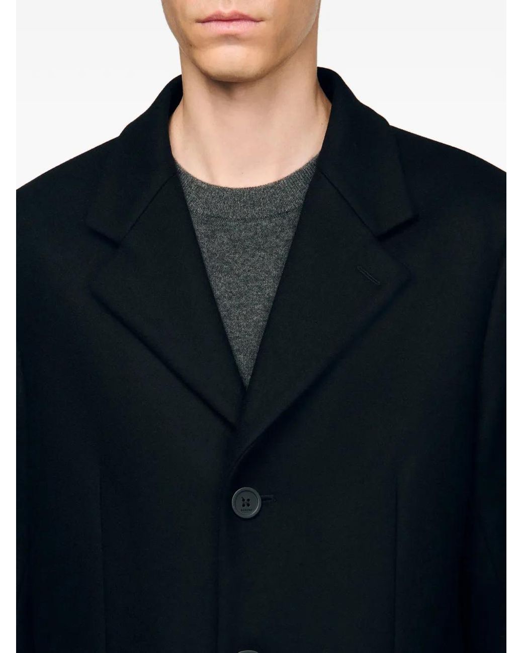 Sandro Blue Manteau Boutonné À Empiècements Matelassés for men