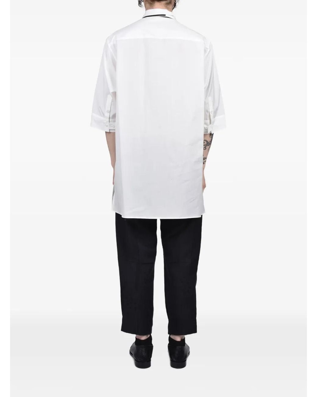 Yohji Yamamoto White Two-Tone Short-Sleeved Shirt for men