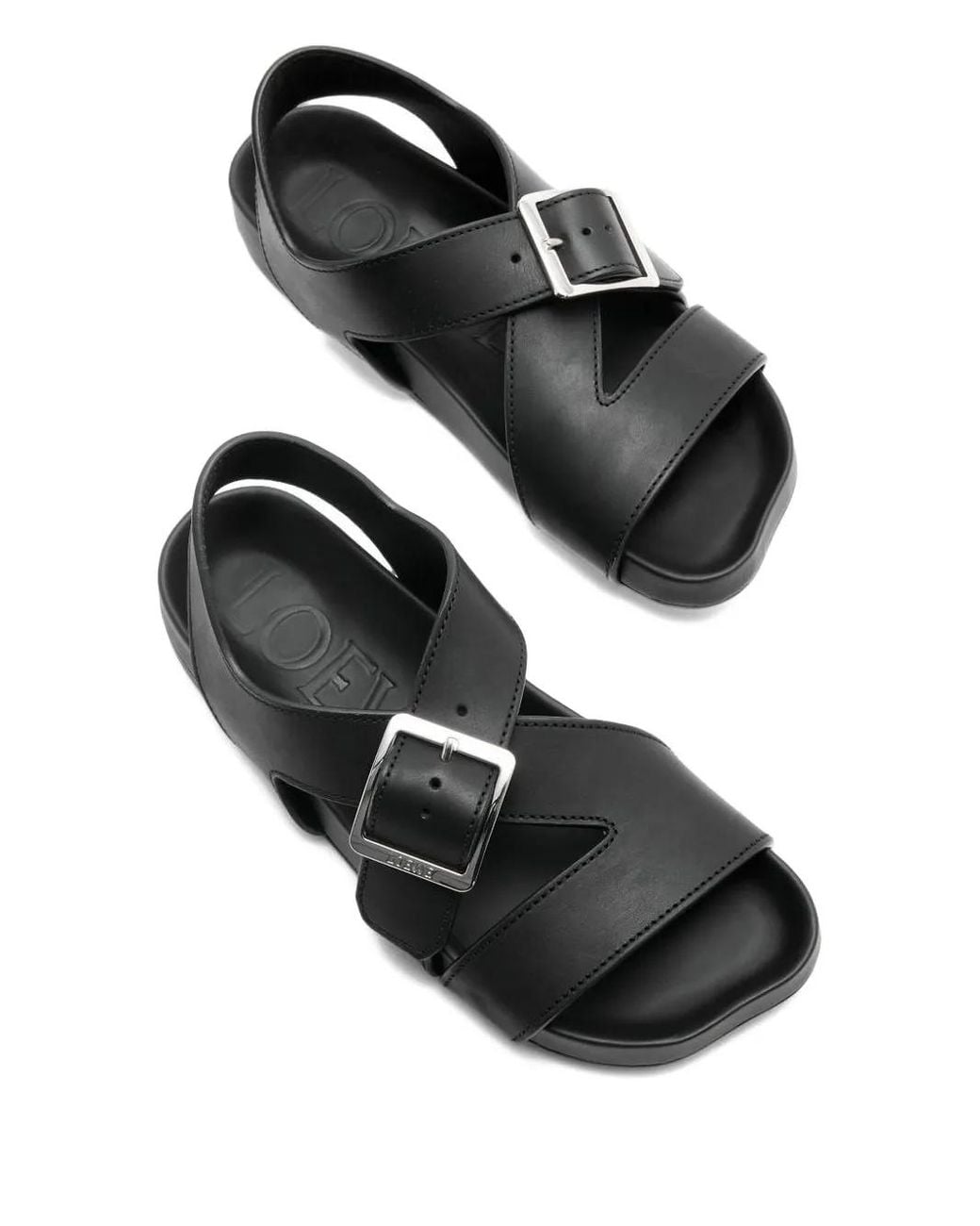 Loewe Black Buckle-Strap Flat Sandals