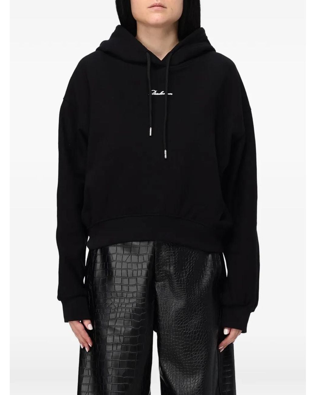 DISCLAIMER Black Logo-Print Drawstring Hoodie