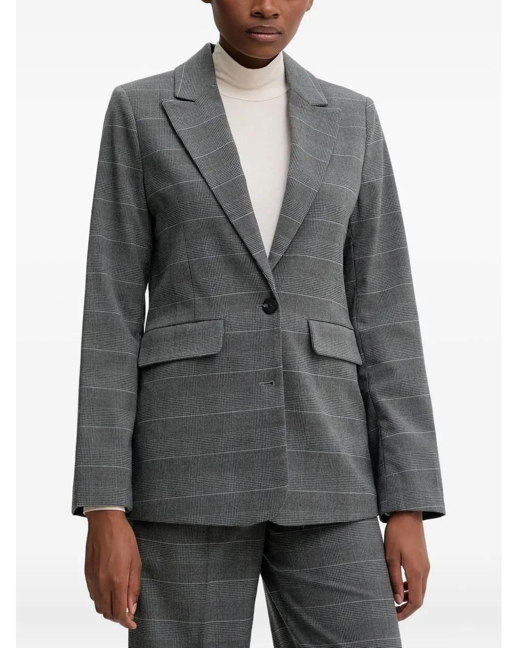 Benetton Gray Plaid Pocket Blazer
