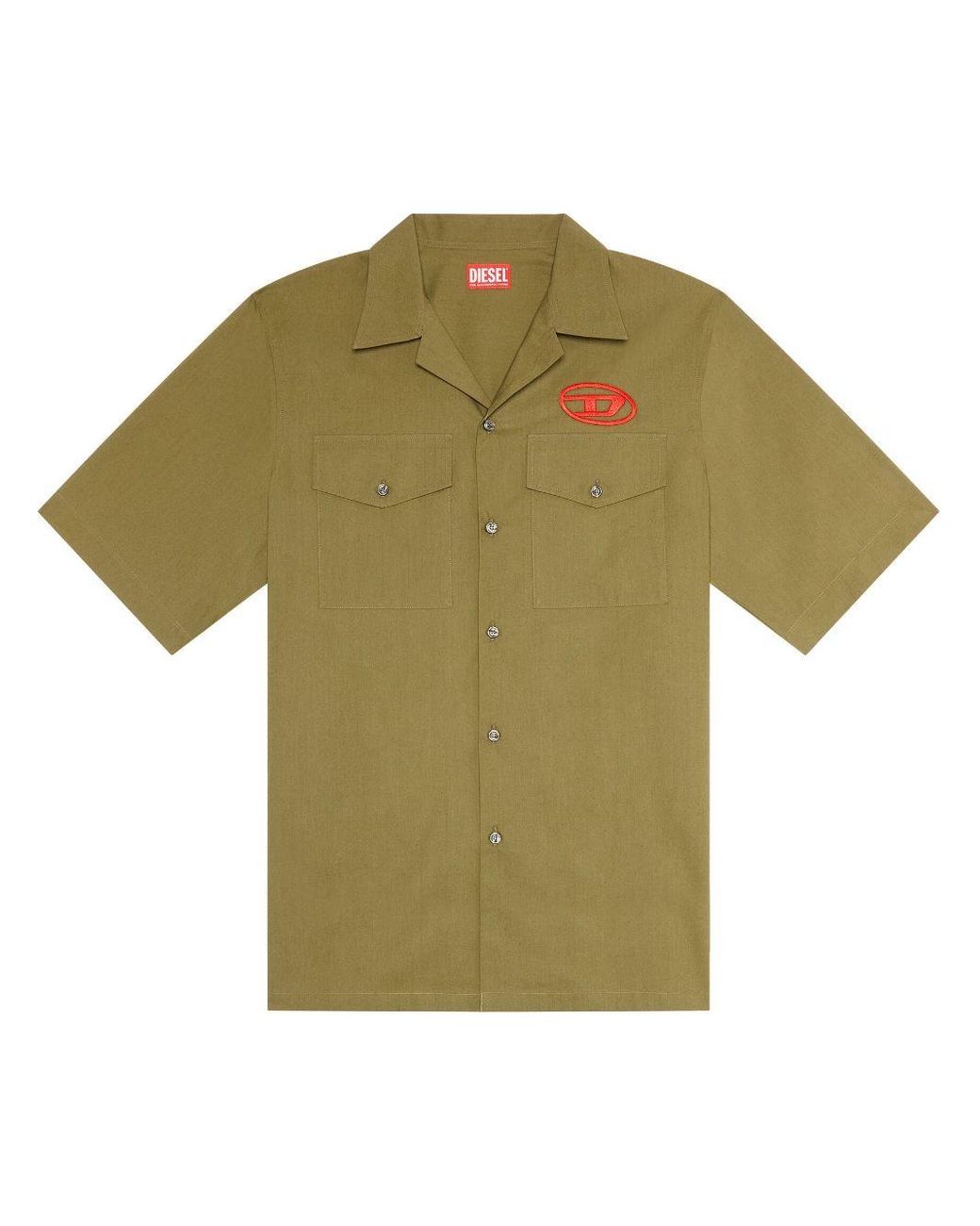DIESEL Logo-embroireded Short-sleeve Shirt in Green for Men | Lyst