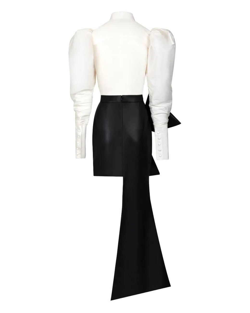 Gaby Charbachy Black Puff-Sleeve Bow-Detail Jumpsuit