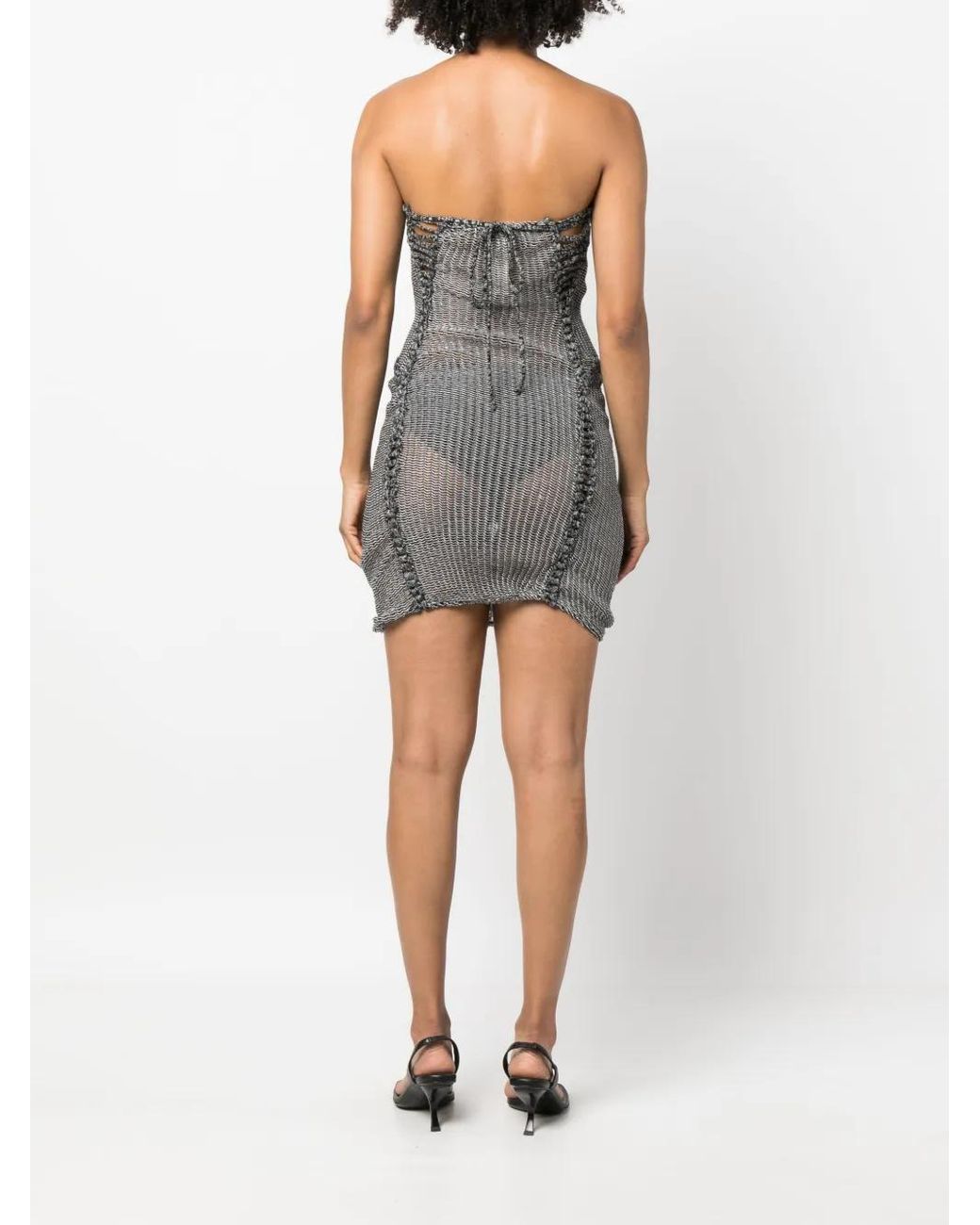 Isa Boulder Gray Crochet Knit Dress