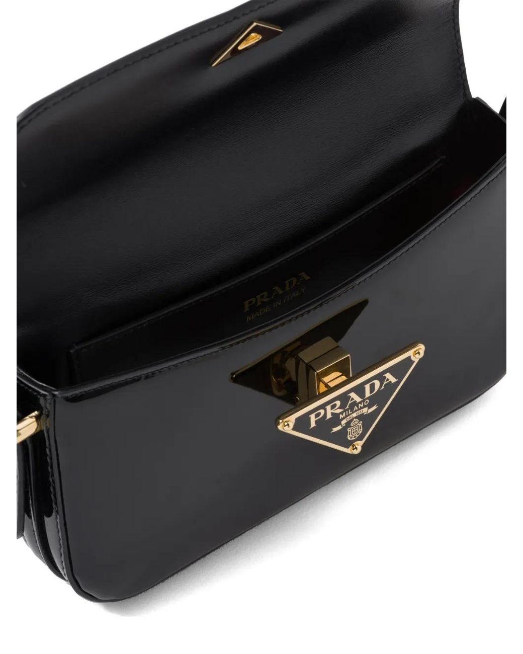 Prada Black Logo-Plaque Leather Shoulder Bag