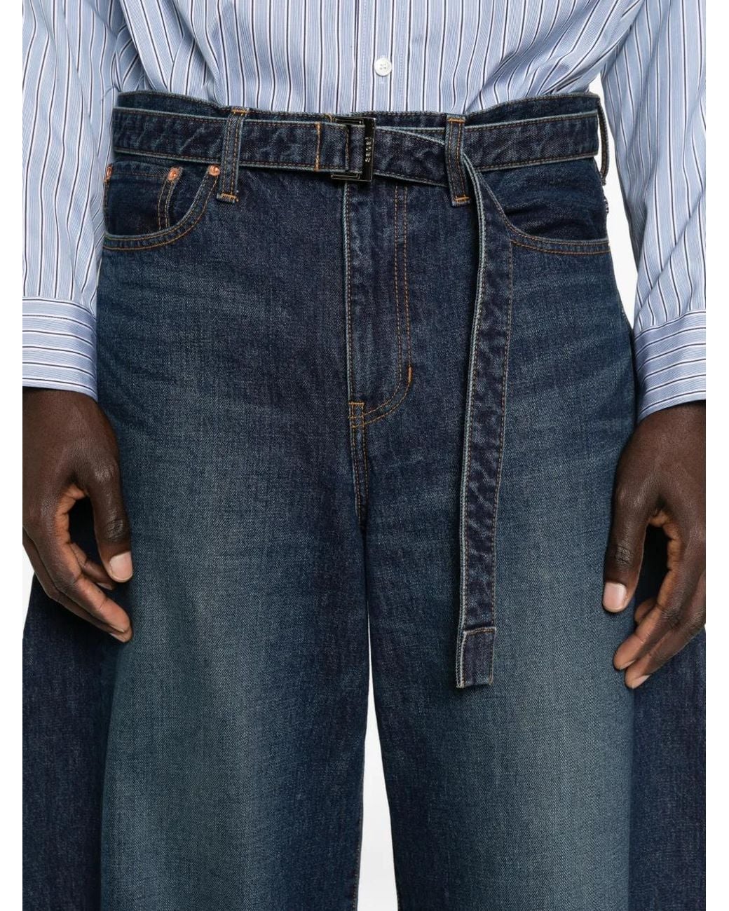 Sacai Blue Belted Jeans for men