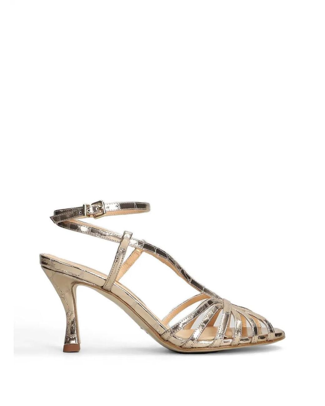 Chantal Natural Crocodile-Effect Multi-Strap Sandals