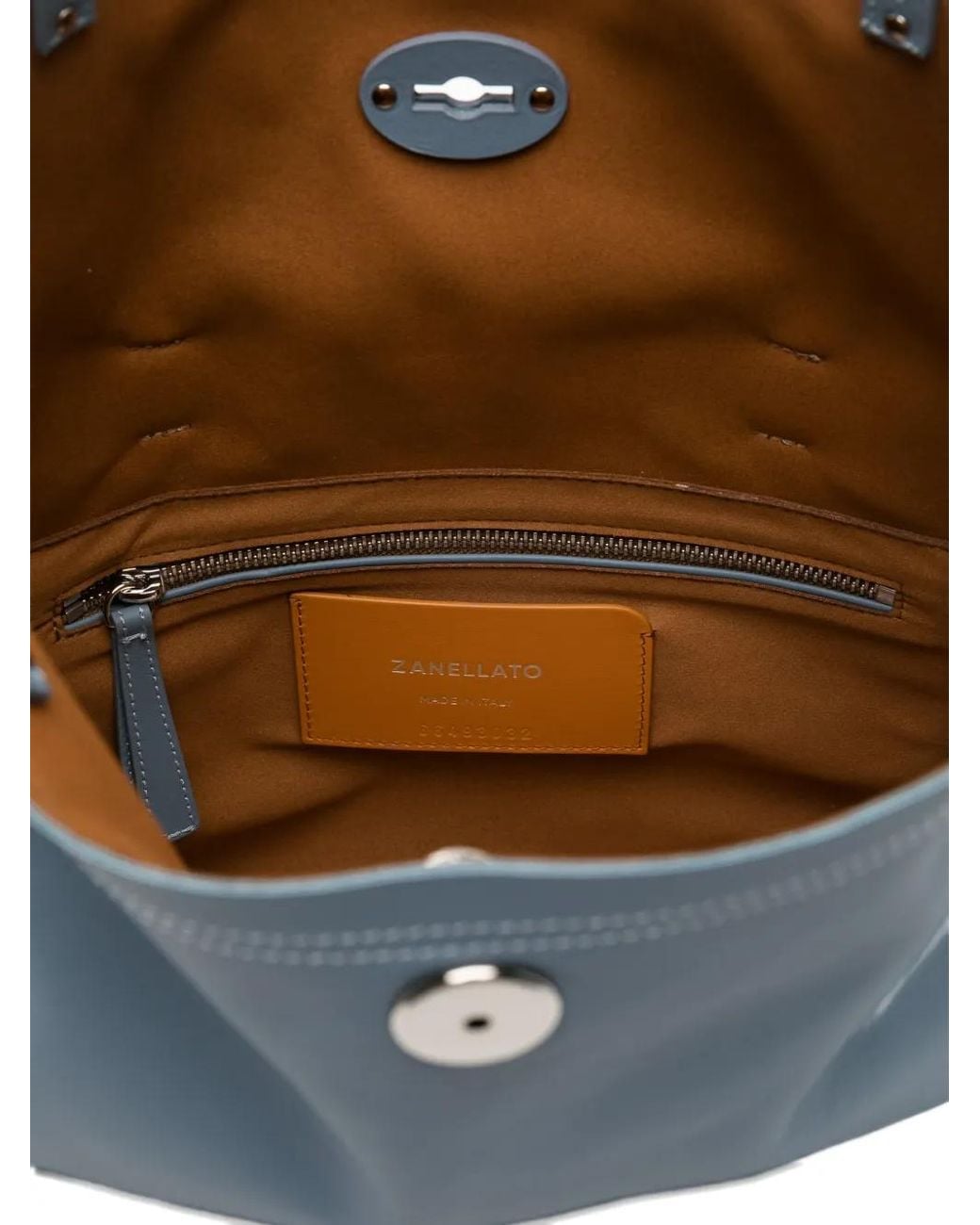 Zanellato Blue Medium Saeta Stud Leather Tote Bag