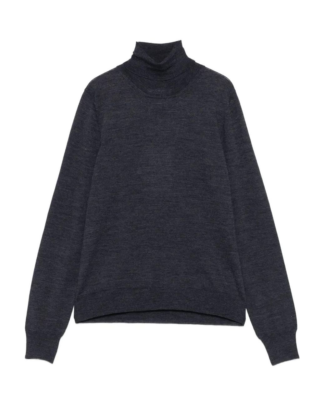 Maison Margiela Blue High Turtleneck Dark Wool Sweater