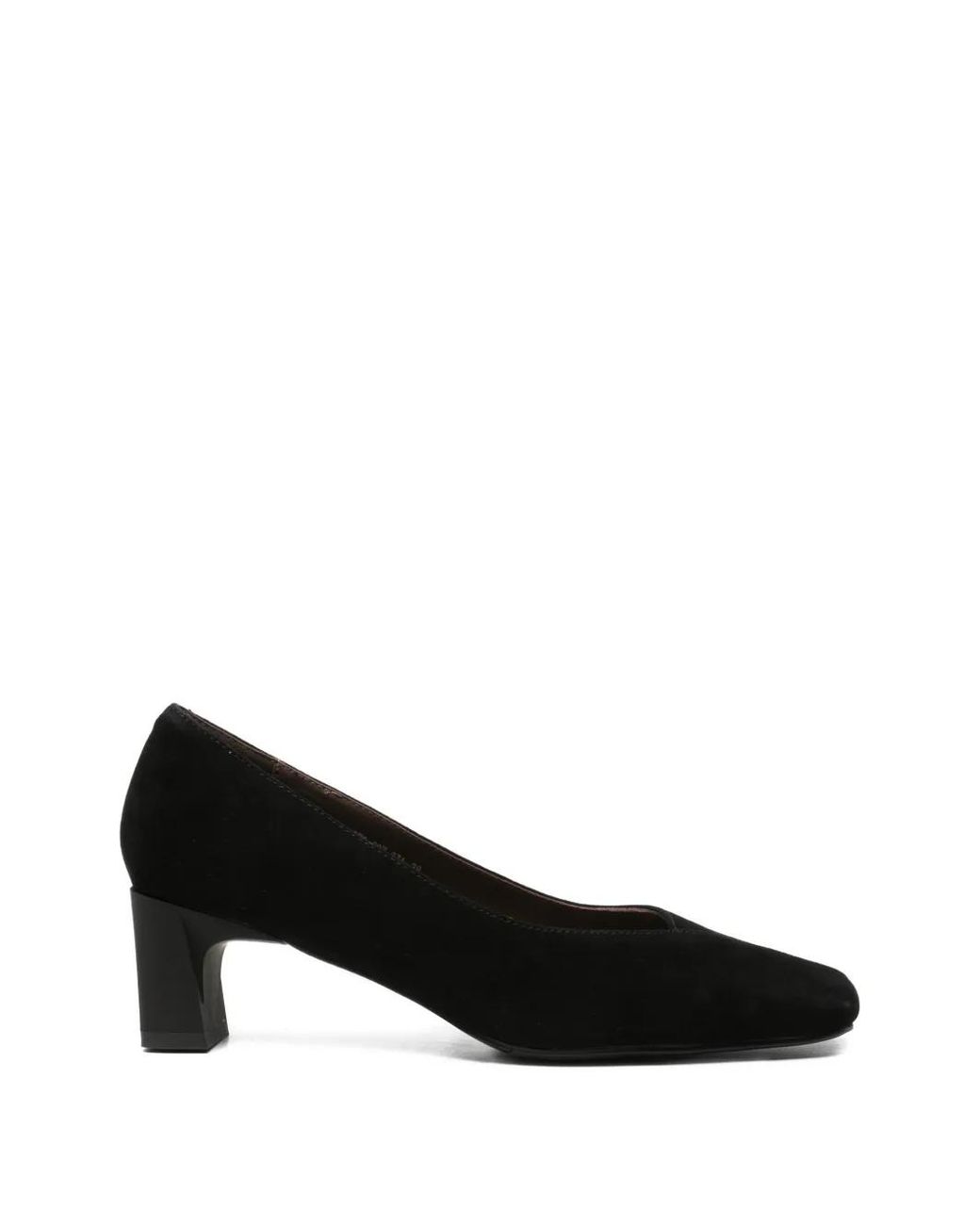 Linda Baumann Black Square-Toe Block-Heel Pumps