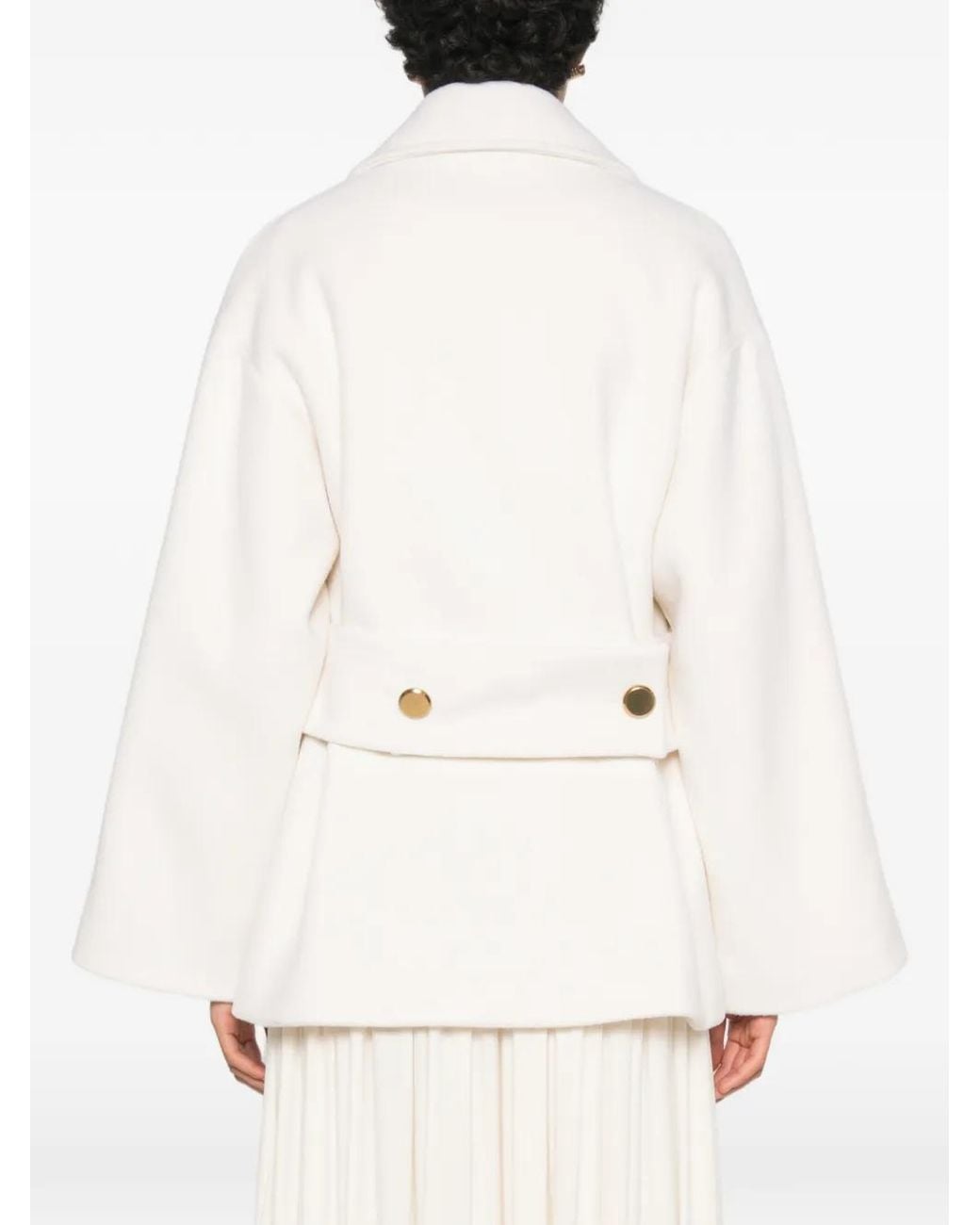 P.A.R.O.S.H. White Notch-Lapel Double-Breasted Coat