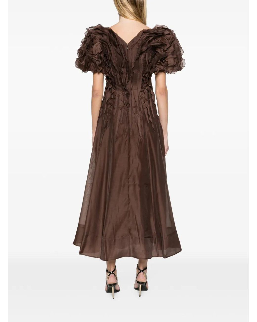Aje. Brown Seraphina Midi Dress