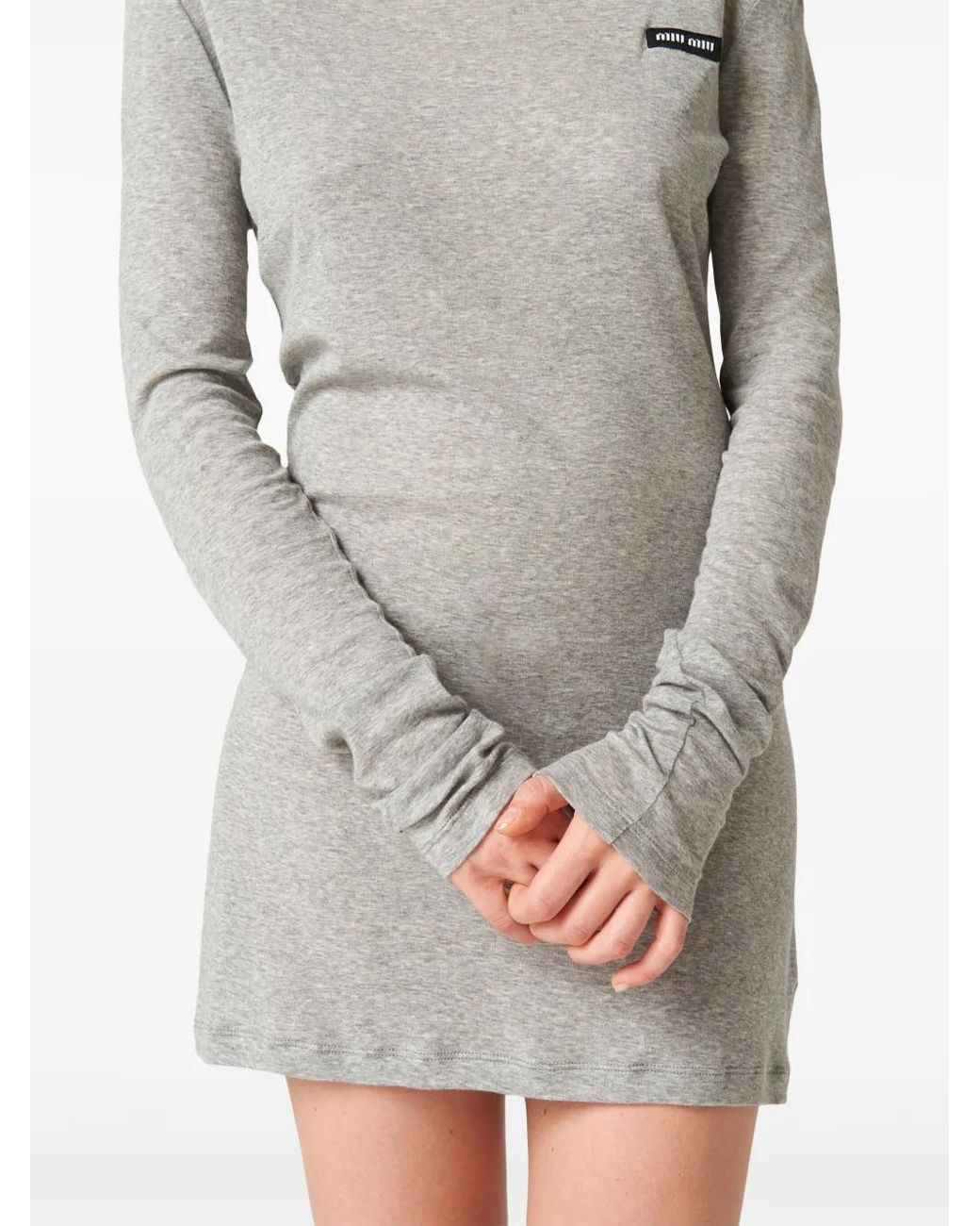 Miu Miu Gray Ribbed Mini Dress