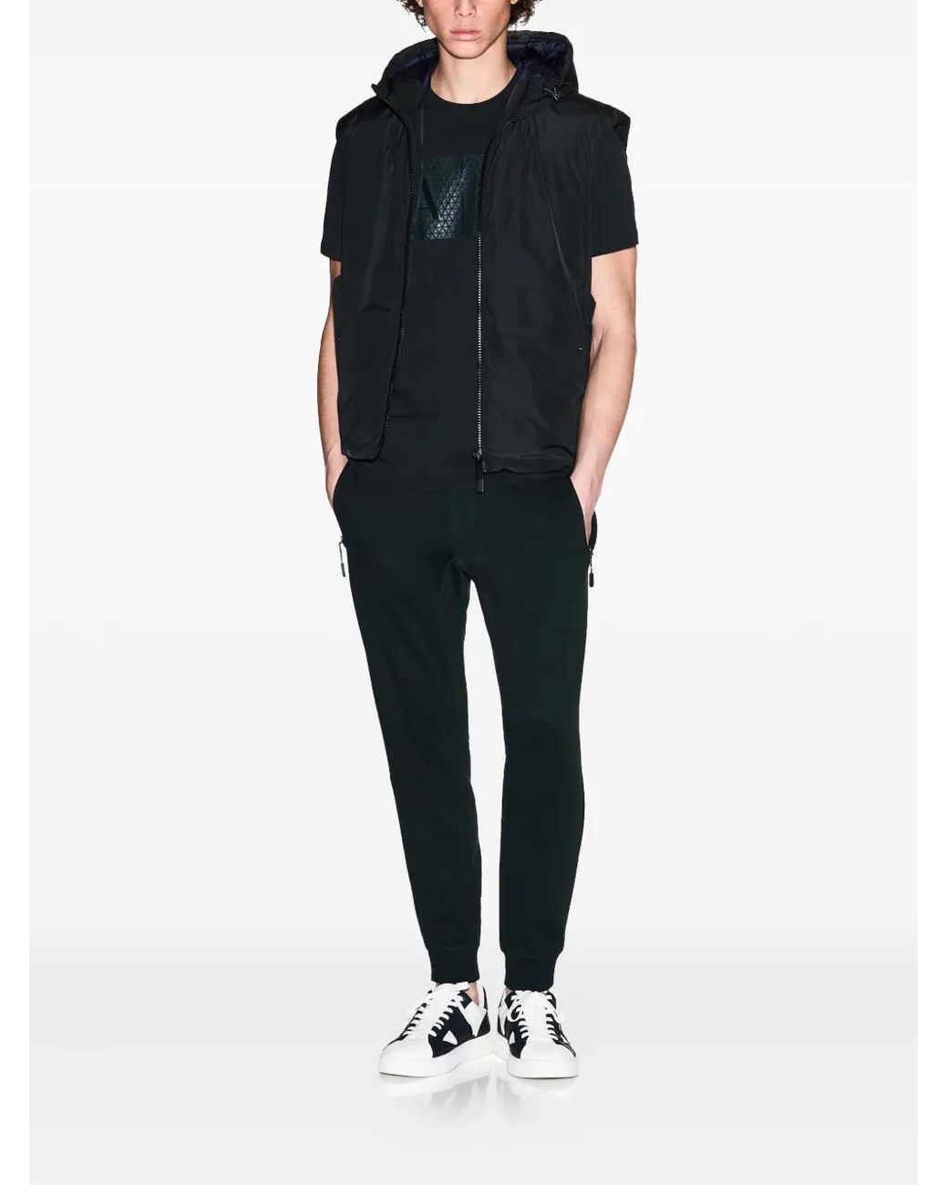 ARMANI EXCHANGE Black Zip-Pocket Drawstring Track Pants for men
