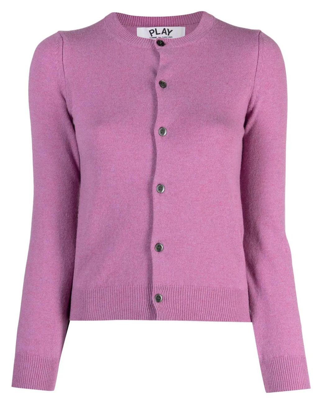 COMME DES GARÇONS PLAY Purple Heart-Patch Knitted Wool Cardigan