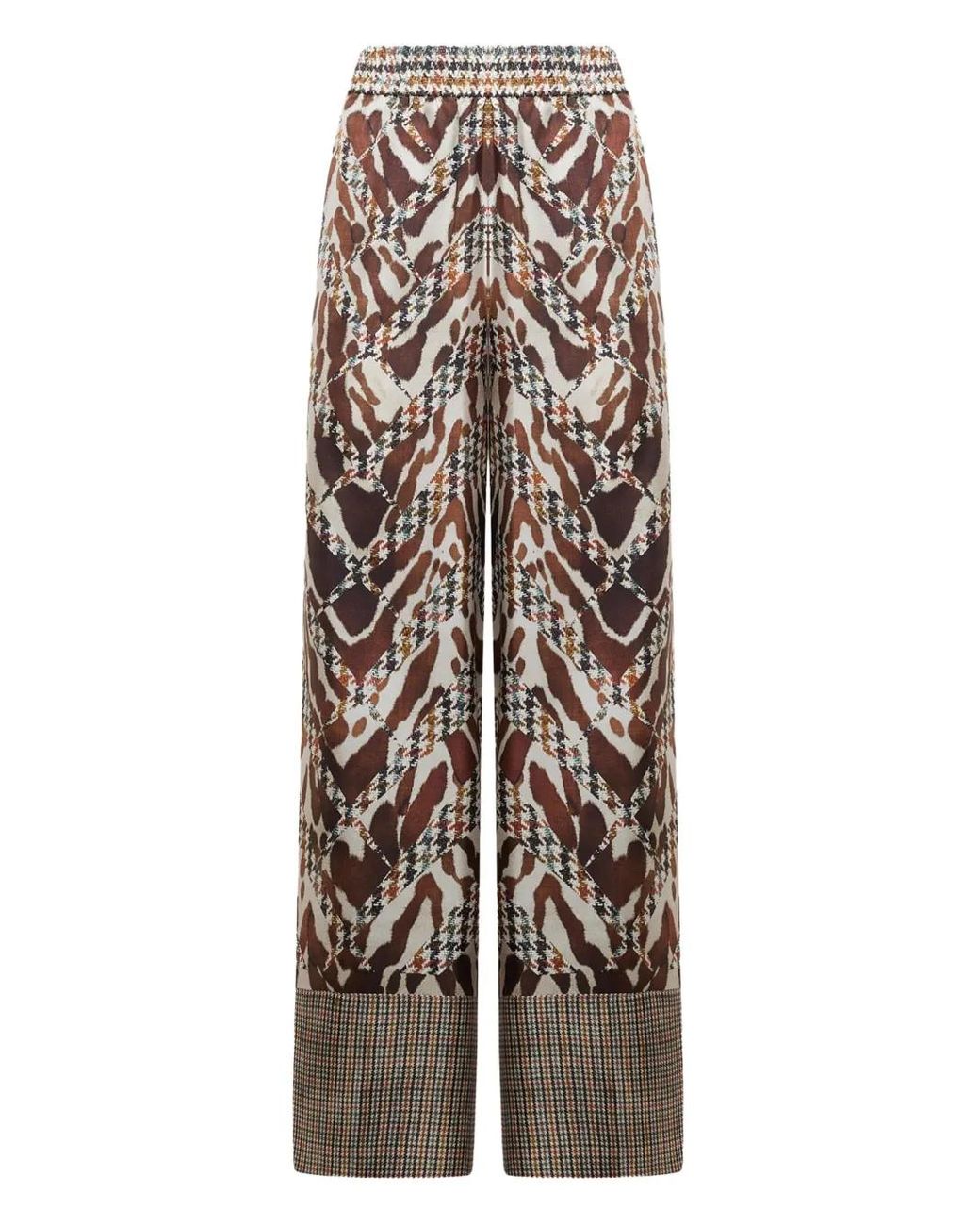 Pierre Louis Mascia Natural Houndstooth-Pattern Trousers