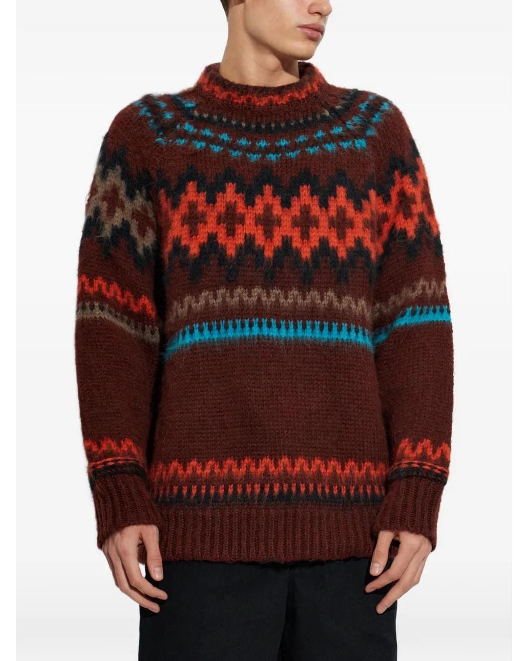 Paul Smith Dark Fair Isle Wool-Alpaca Sweater in Red for Men | Lyst
