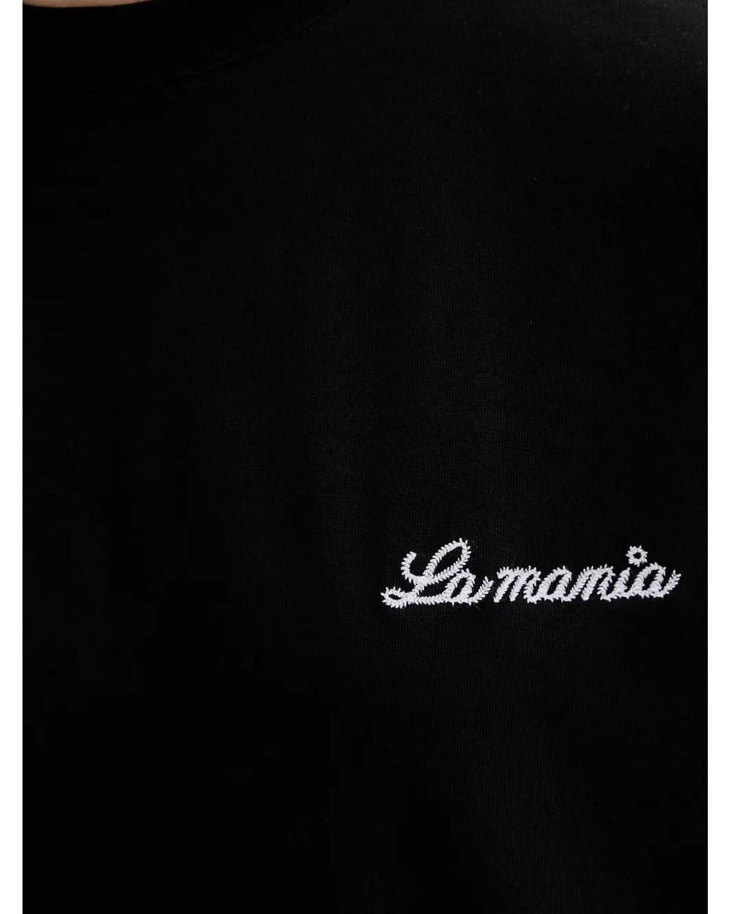 La Mania Black Carena Logo-Embroidered T-Shirt