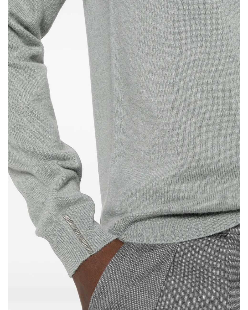 Peserico Gray Roll-Neck Sweater