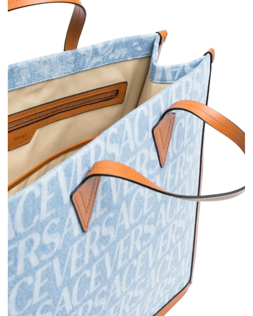 Versace Blue Allover Denim Tote Bag for men