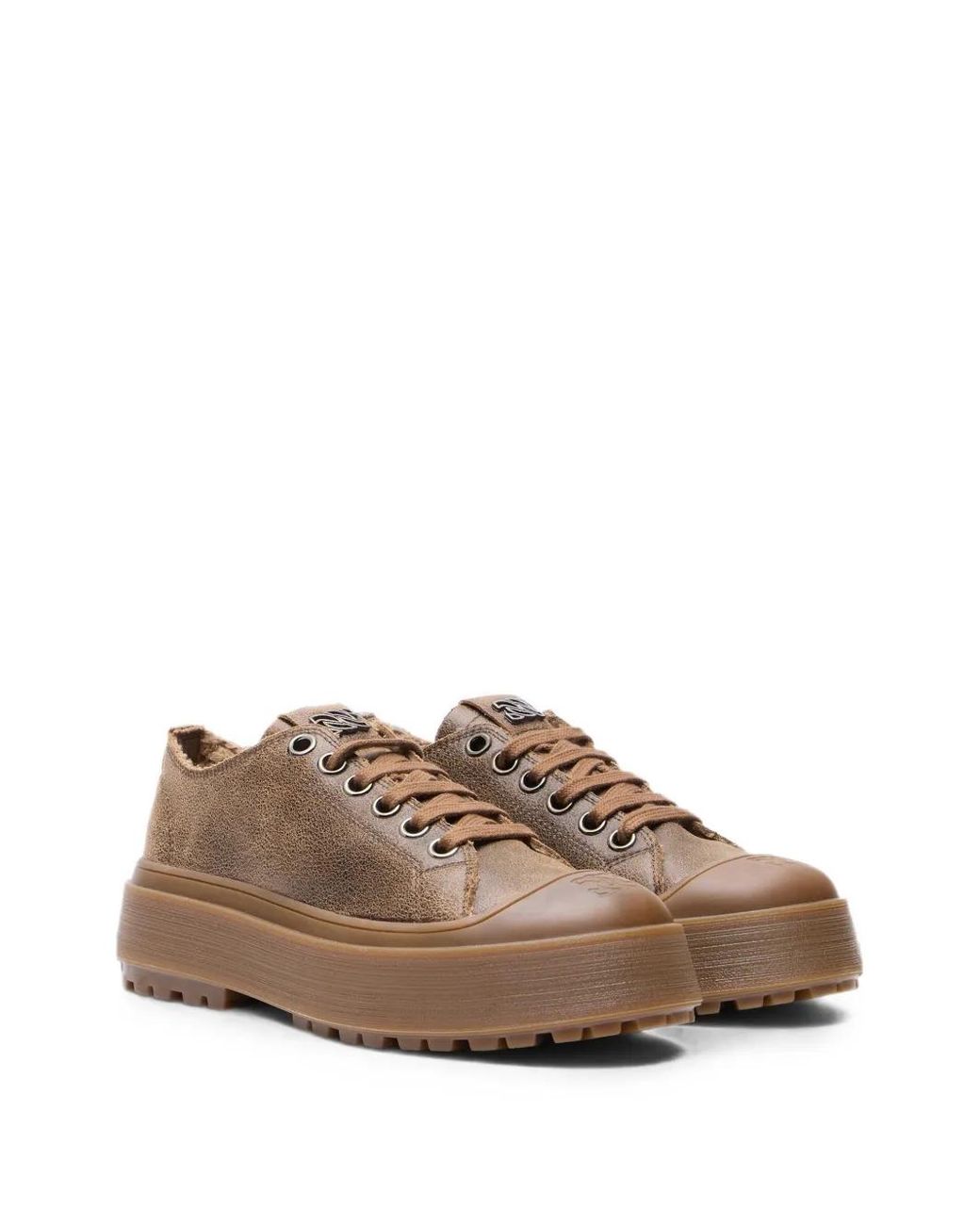 Casadei Brown Explorer Cracked-Effect Sneakers