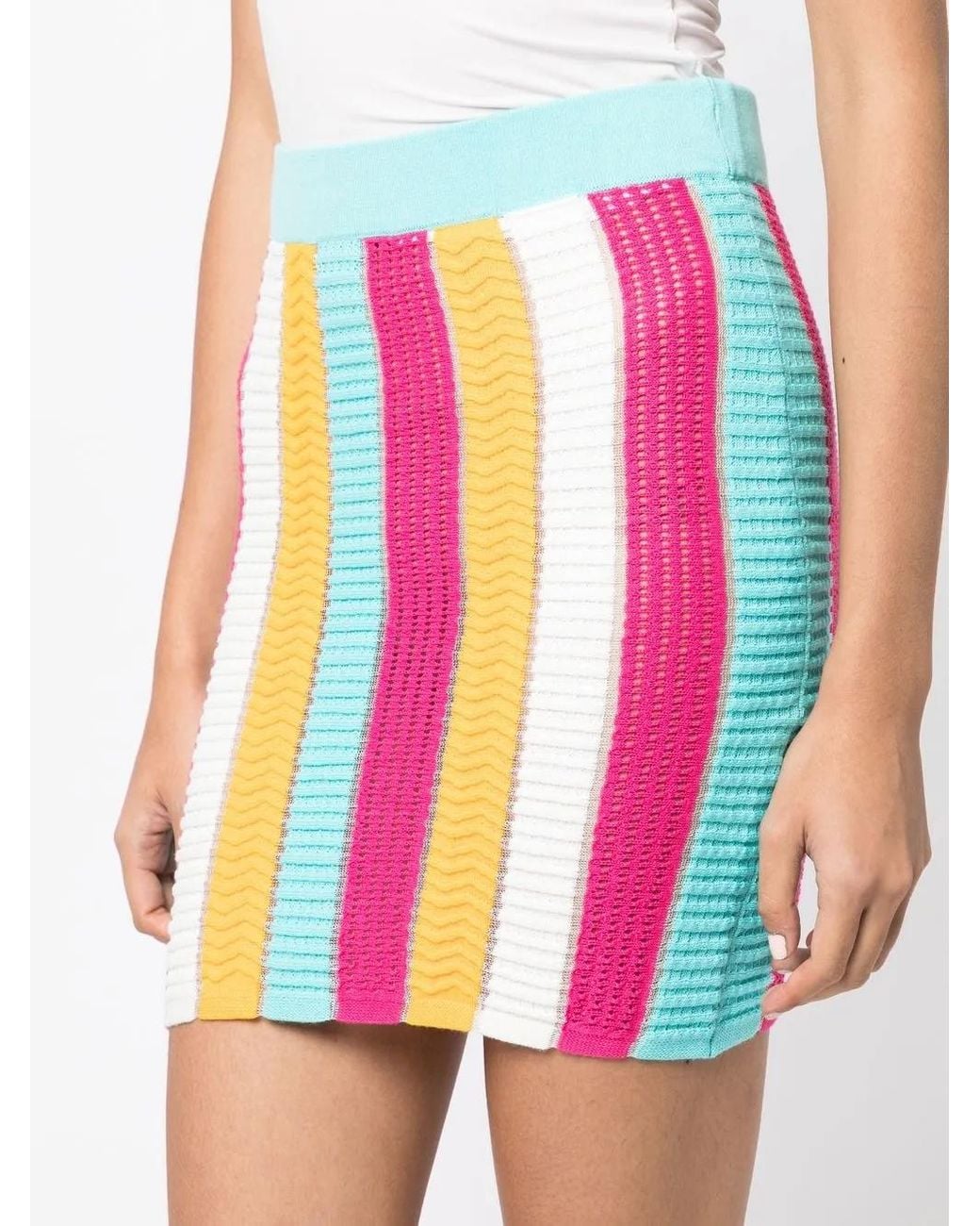 Solid & Striped Pink Colour-Block Knitted Skirt