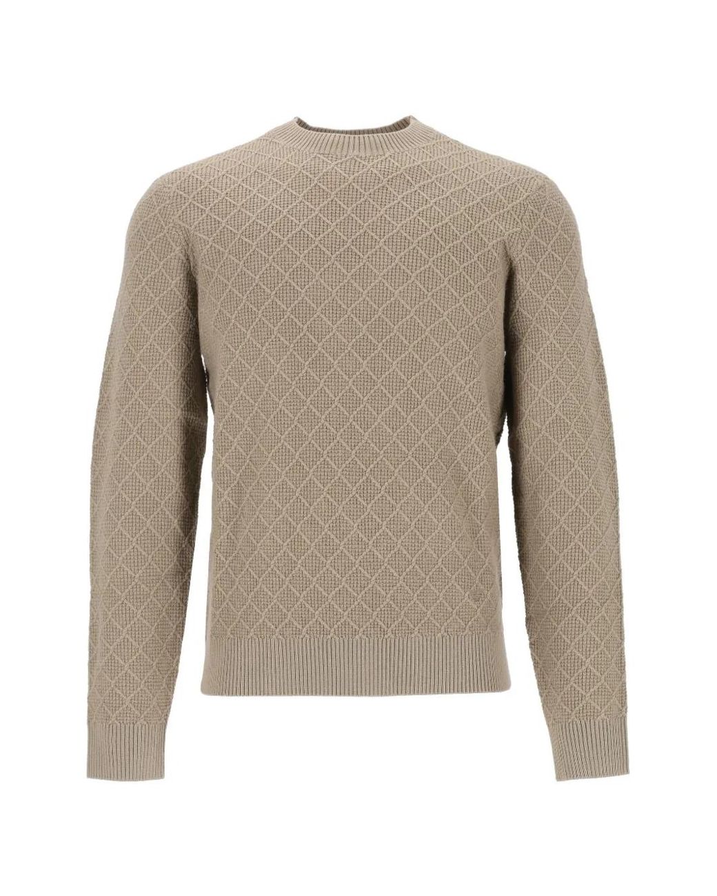 Emporio Armani Natural Diamond-Pattern Crew-Neck Sweater for men