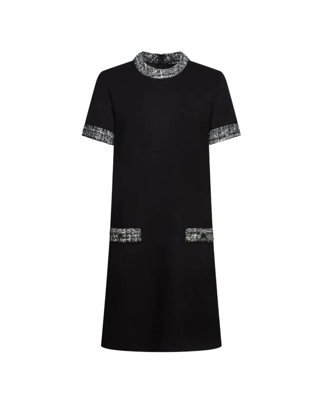 Karl Lagerfeld Black Bouclé-Trim T-Shirt Mini Dress