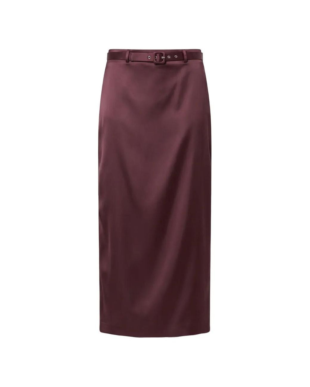 Anna October Purple Aletta Belted Satin Midi Skirt