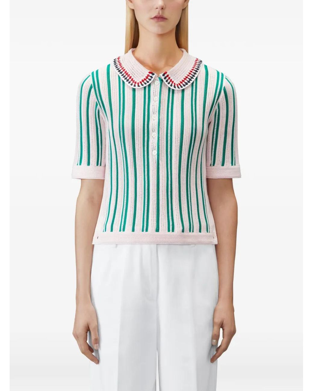 Thom Browne Blue Polo En Crochet À Rayures Rwb