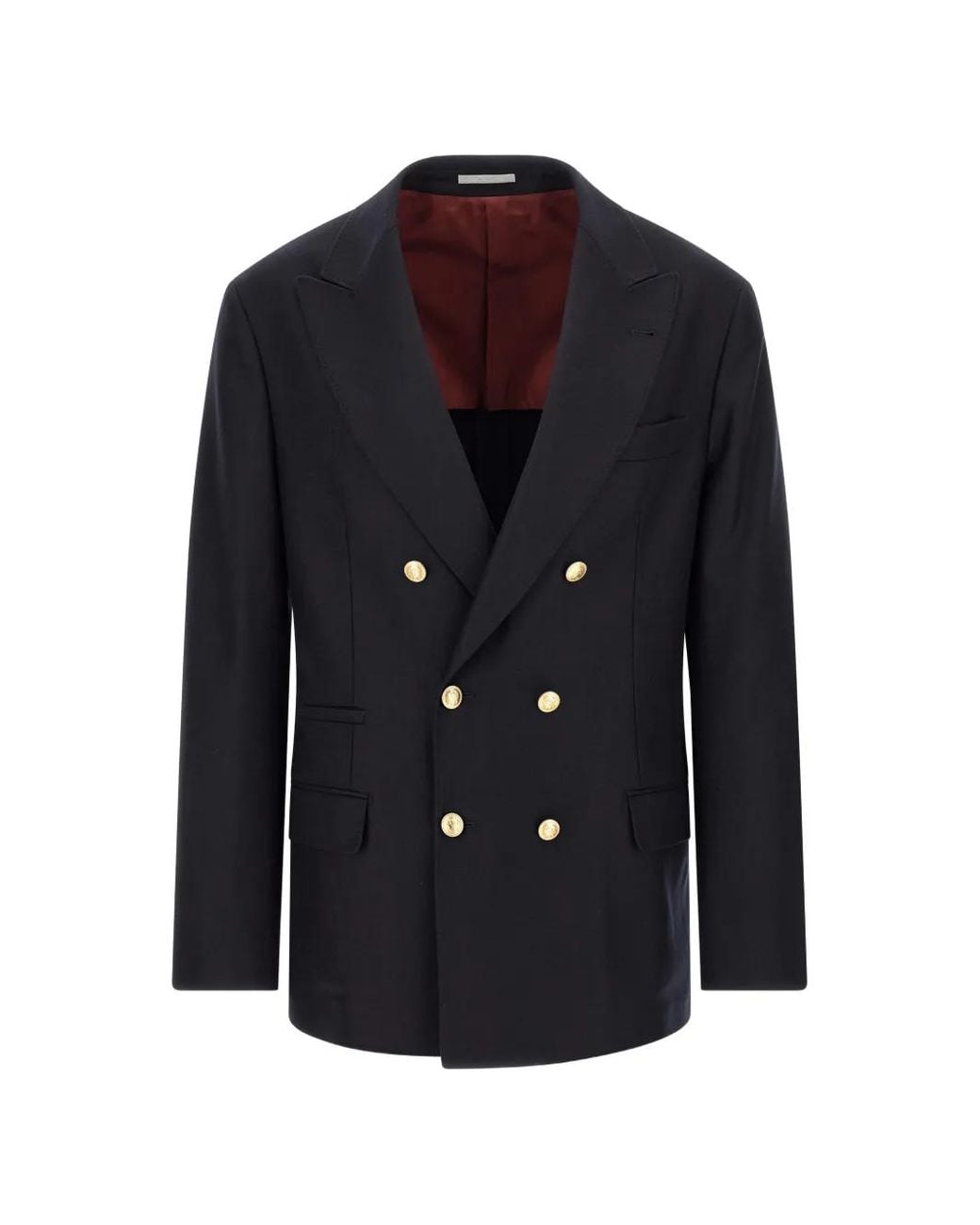 Brunello Cucinelli Blue Double-Breasted Virgin Wool Blazer for men