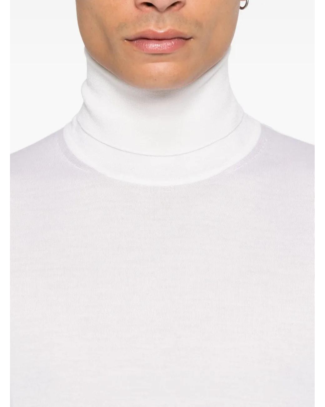 Zegna White Roll-Neck Long-Sleeve Sweater for men