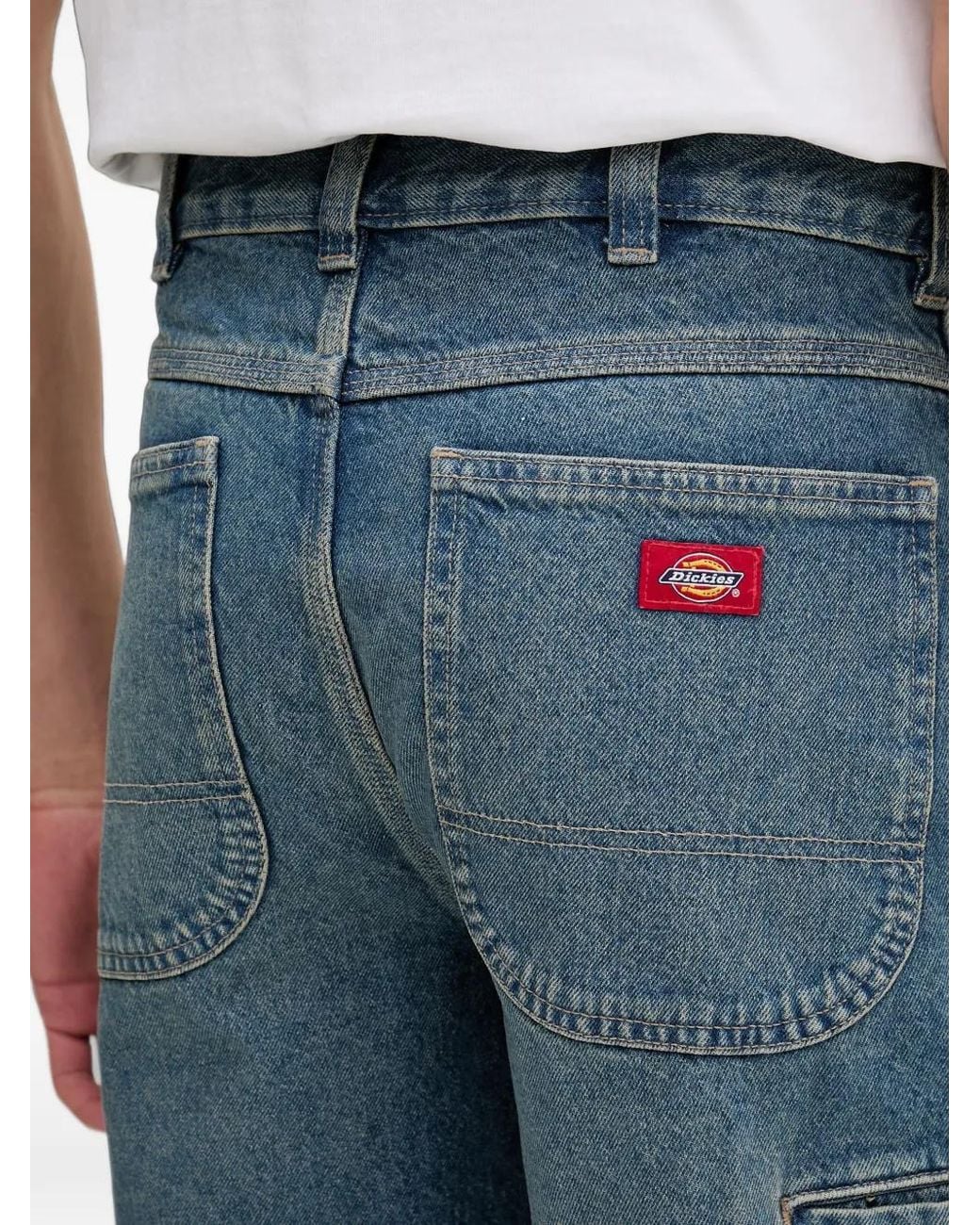 Dickies Blue Faded-Effect Loose-Fit Shorts for men