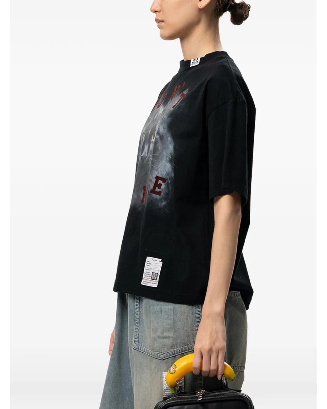 Maison Mihara Yasuhiro Black Cat-Printed T-Shirt