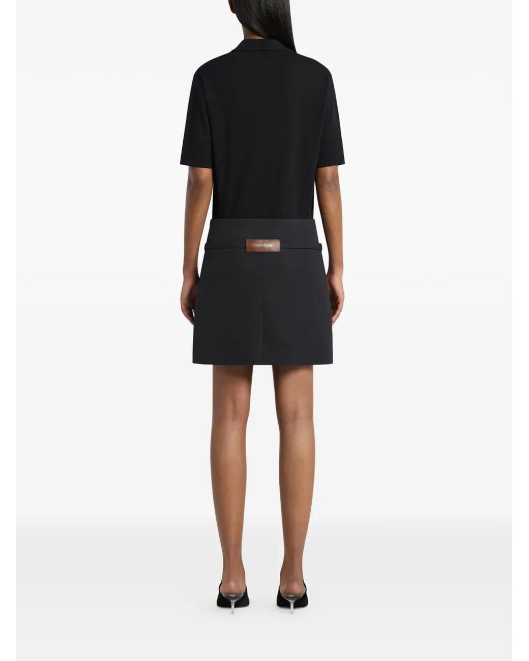 Courreges Black Wool Polo Top
