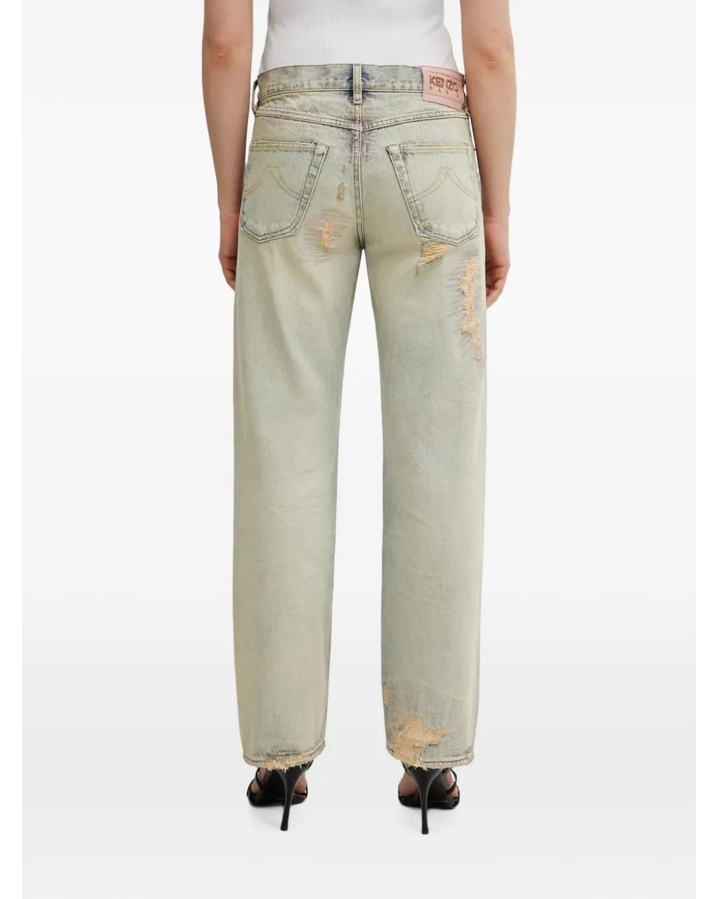 KENZO Gerafelde Straight Jeans in het Gray