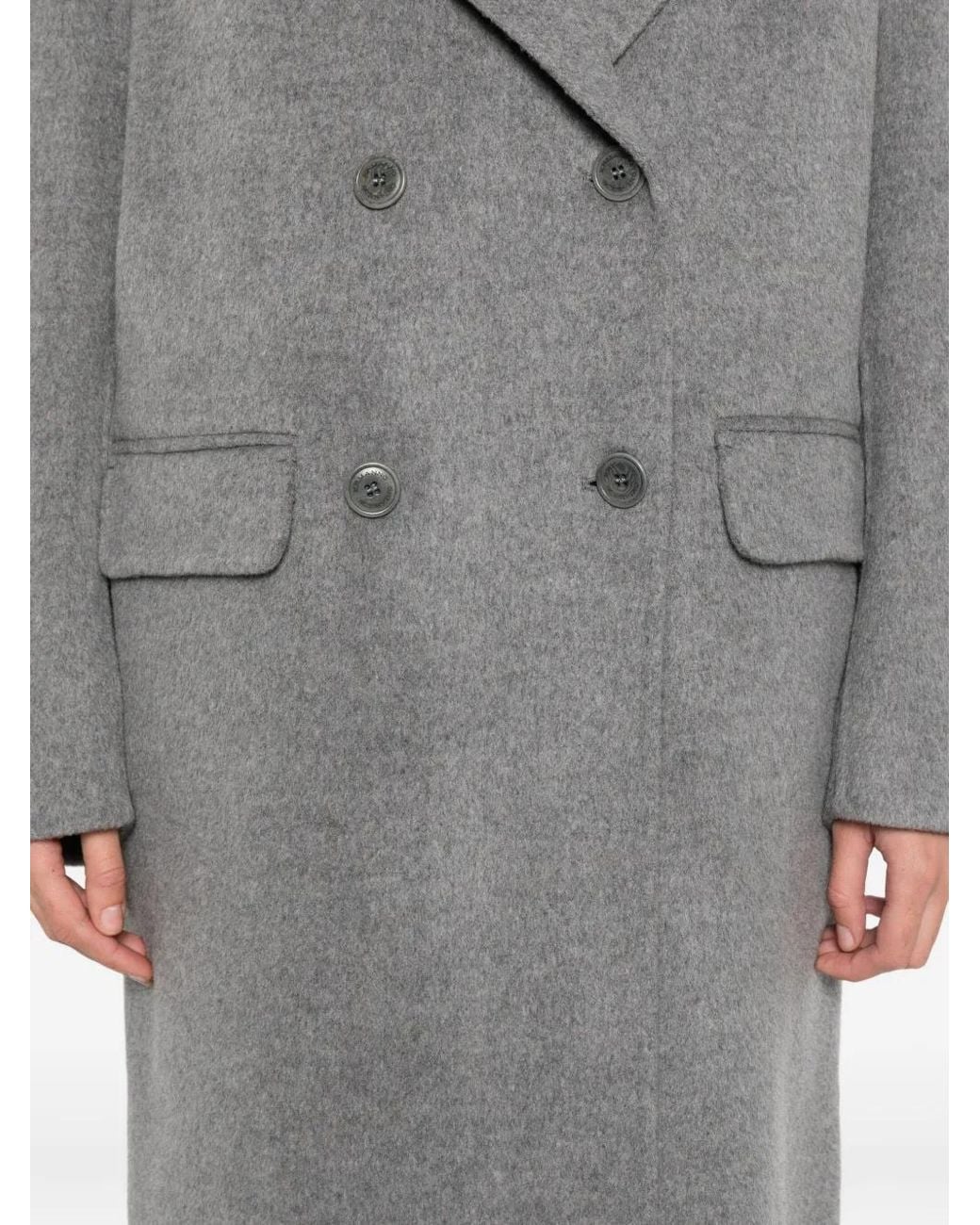 Ermanno Scervino Gray Double-Breasted Pocket Coat