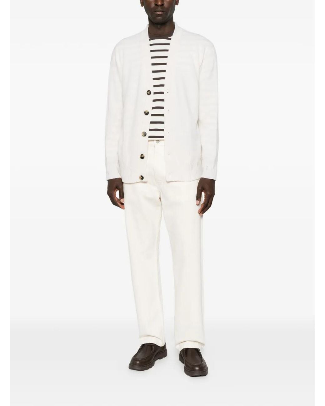 Amaranto White Button-Up Cardigan for men
