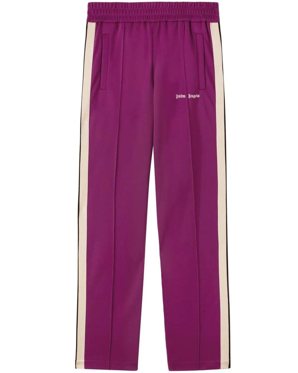 Palm Angels Purple Contrast Band Joggers With Track In for men
