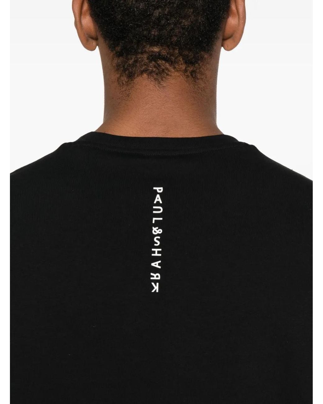 Paul & Shark Black Logo-Embroidered Cotton T-Shirt for men