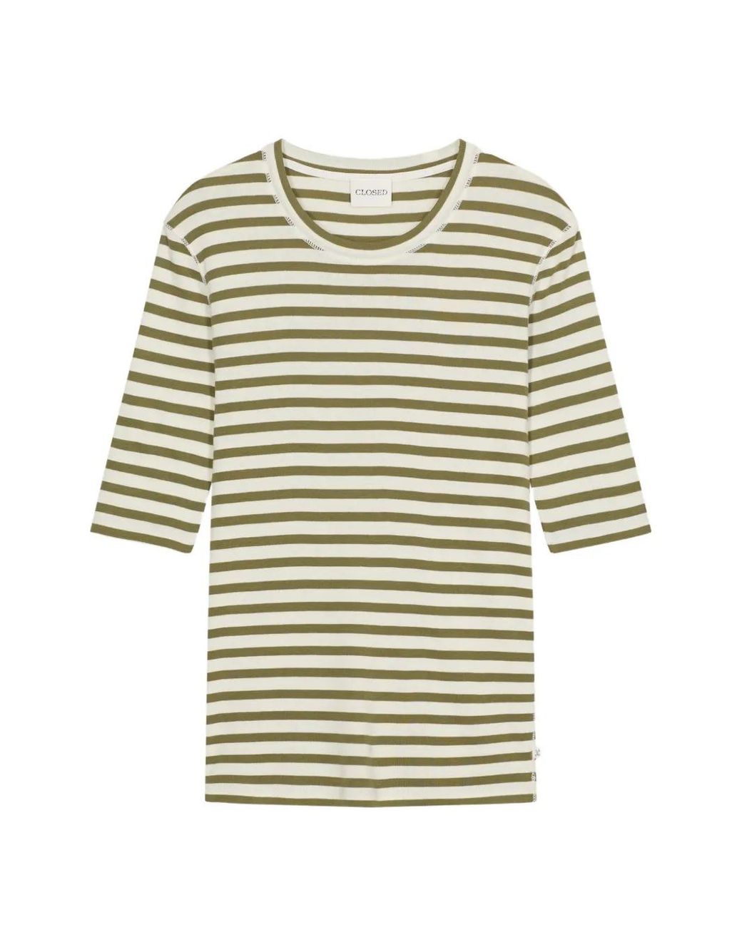 Camiseta A Rayas Con Cuello Redondo Closed de color Green